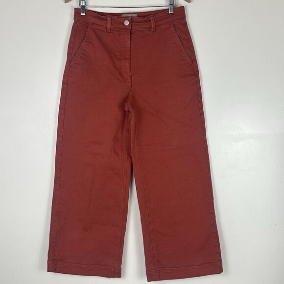 Everlane  Organic Cotton Wide Leg Pants 26.5" Size 10 Faded Red  High Rise - Picture 3 of 12
